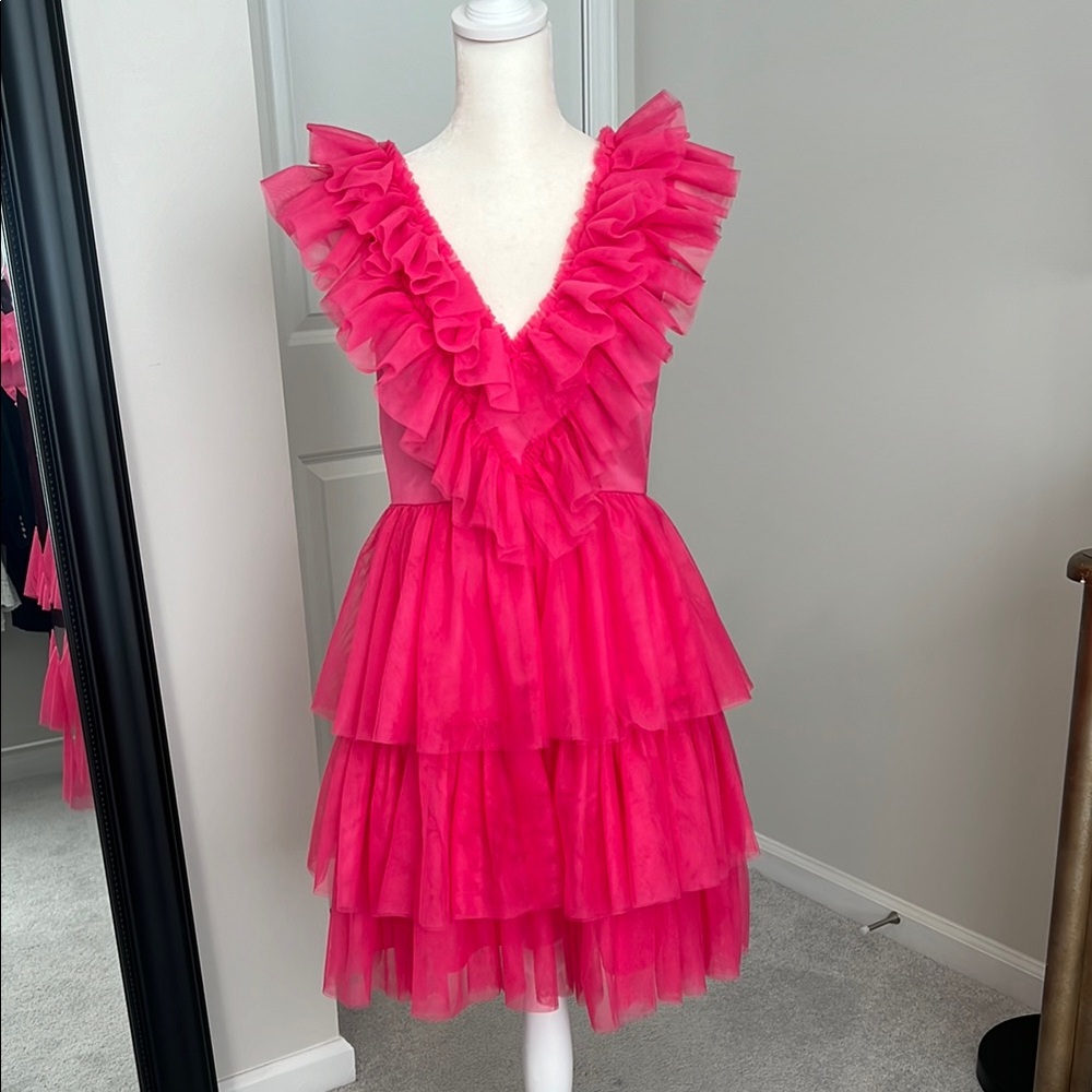Vibrant Pink Ruffled Dress